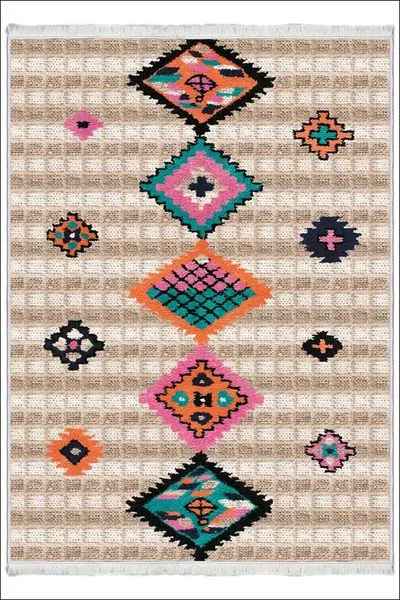 Kaymaz Taban Yıkanabilir Modern Kilim Salon Halısı Mutfak Halısı D-163
