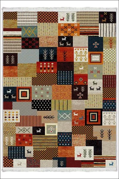 Kaymaz Taban Yıkanabilir Modern Kilim Salon Halısı Mutfak Halısı FM-2171