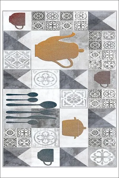 Makinede Yıkanabilir Mutfak Halısı Kaymaz Taban Antibakteriyel Halı MUTFAK-761