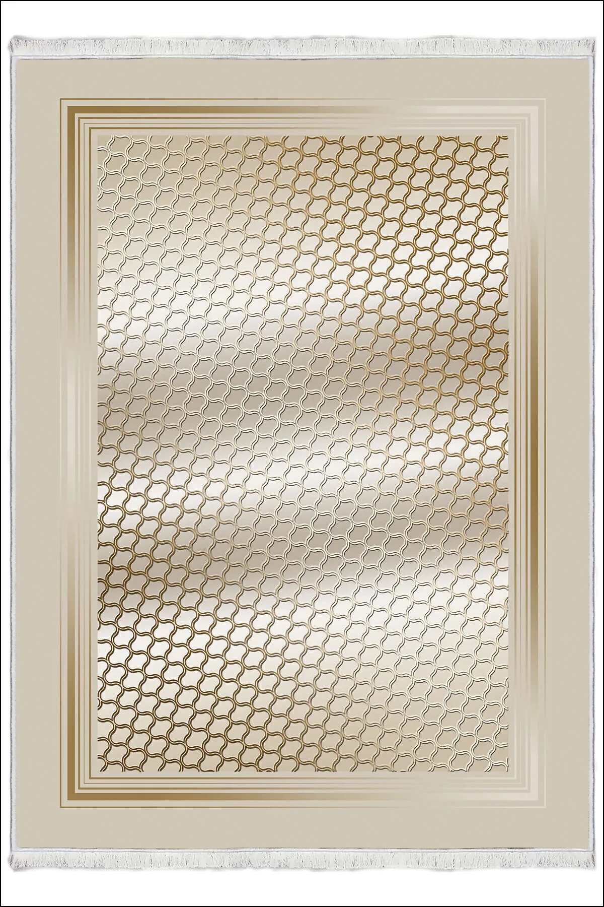 Makinede Yıkanabilir Oturma Odası Halısı Kaymaz Taban Halı MS-782-altın