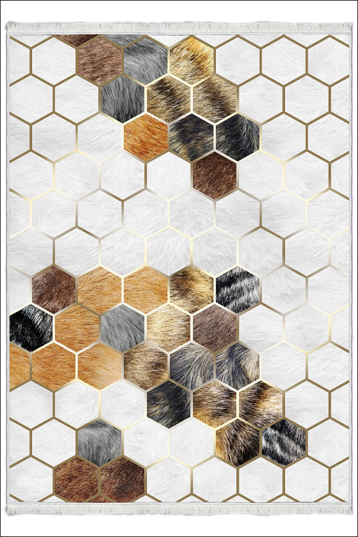 Makinede Yıkanabilir Oturma Odası Halısı Kaymaz Taban Halı MS-1915